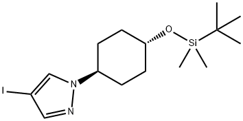 1H-PYRAZOLE, 1-[TRANS-4-[[(1,1-DIMETHYLETHYL)DIMETHYLSILYL]OXY]CYCLOHEXYL]-4-IODO- Structure