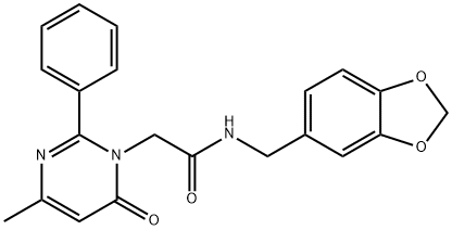 N-(1,3-benzodioxol-5-ylmethyl)-2-(4-methyl-6-oxo-2-phenylpyrimidin-1-yl)acetamide Structure