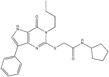 2-[(3-butyl-4-oxo-7-phenyl-5H-pyrrolo[3,2-d]pyrimidin-2-yl)sulfanyl]-N-cyclopentylacetamide Structure