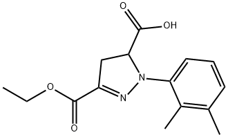 1-(2-chlorophenyl)-3-(ethoxycarbonyl)-4,5-dihydro-1H-pyrazole-5-carboxylic acid 구조식 이미지