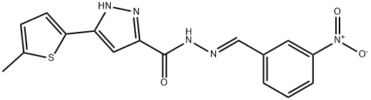 (E)-3-(5-methylthiophen-2-yl)-N-(3-nitrobenzylidene)-1H-pyrazole-5-carbohydrazide 구조식 이미지