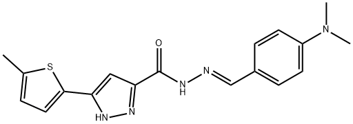 (E)-N-(4-(dimethylamino)benzylidene)-3-(5-methylthiophen-2-yl)-1H-pyrazole-5-carbohydrazide 구조식 이미지