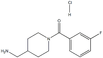 [4-(Aminomethyl)piperidin-1-yl](3-fluorophenyl)methanone hydrochloride Structure