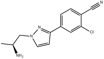 (S)-4-(1-(2-aminopropyl)-1H-pyrazol-3-yl)-2-chlorobenzonitrile 구조식 이미지