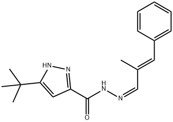 3-tert-butyl-N'-[(1Z,2E)-2-methyl-3-phenylprop-2-en-1-ylidene]-1H-pyrazole-5-carbohydrazide 구조식 이미지