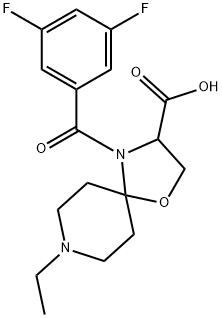4-(3,5-difluorobenzoyl)-8-ethyl-1-oxa-4,8-diazaspiro[4.5]decane-3-carboxylic acid 구조식 이미지