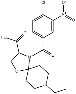 4-(4-chloro-3-nitrobenzoyl)-8-ethyl-1-oxa-4,8-diazaspiro[4.5]decane-3-carboxylic acid 구조식 이미지