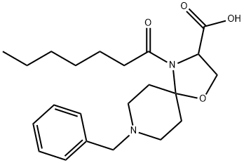 8-benzyl-4-heptanoyl-1-oxa-4,8-diazaspiro[4.5]decane-3-carboxylic acid Structure