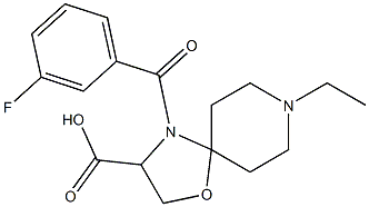 8-ethyl-4-(3-fluorobenzoyl)-1-oxa-4,8-diazaspiro[4.5]decane-3-carboxylic acid 구조식 이미지