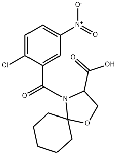 4-(2-chloro-5-nitrobenzoyl)-1-oxa-4-azaspiro[4.5]decane-3-carboxylic acid 구조식 이미지