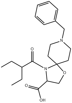 8-benzyl-4-(2-ethylbutanoyl)-1-oxa-4,8-diazaspiro[4.5]decane-3-carboxylic acid Structure