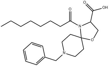 8-benzyl-4-octanoyl-1-oxa-4,8-diazaspiro[4.5]decane-3-carboxylic acid Structure