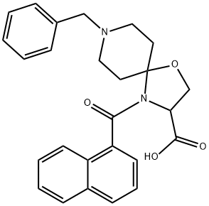 8-benzyl-4-(naphthalene-1-carbonyl)-1-oxa-4,8-diazaspiro[4.5]decane-3-carboxylic acid 구조식 이미지