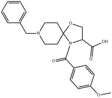 8-benzyl-4-(4-methoxybenzoyl)-1-oxa-4,8-diazaspiro[4.5]decane-3-carboxylic acid 구조식 이미지