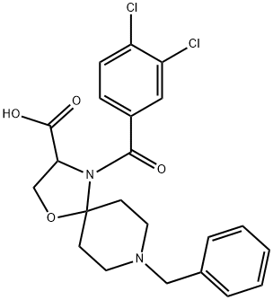 8-benzyl-4-(3,4-dichlorobenzoyl)-1-oxa-4,8-diazaspiro[4.5]decane-3-carboxylic acid 구조식 이미지