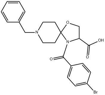 8-benzyl-4-(4-bromobenzoyl)-1-oxa-4,8-diazaspiro[4.5]decane-3-carboxylic acid Structure