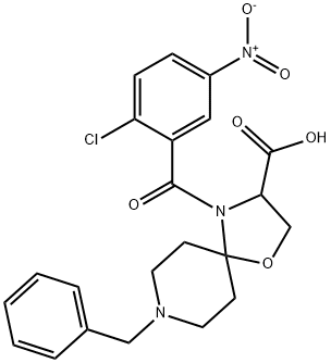 8-benzyl-4-(2-chloro-5-nitrobenzoyl)-1-oxa-4,8-diazaspiro[4.5]decane-3-carboxylic acid Structure