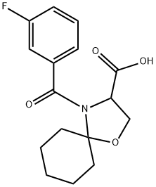 4-(3-fluorobenzoyl)-1-oxa-4-azaspiro[4.5]decane-3-carboxylic acid 구조식 이미지