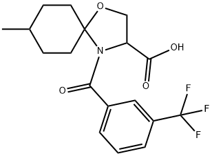 8-methyl-4-[3-(trifluoromethyl)benzoyl]-1-oxa-4-azaspiro[4.5]decane-3-carboxylic acid 구조식 이미지