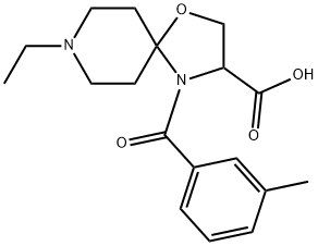 8-ethyl-4-(3-methylbenzoyl)-1-oxa-4,8-diazaspiro[4.5]decane-3-carboxylic acid 구조식 이미지