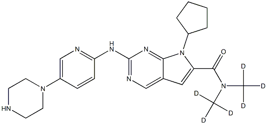 7-cyclopentyl-2-[(5-piperazin-1-ylpyridin-2-yl)amino]-N,N-bis(trideuteriomethyl)pyrrolo[2,3-d]pyrimidine-6-carboxamide Structure