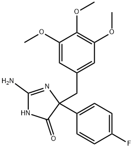 2-amino-5-(4-fluorophenyl)-5-[(3,4,5-trimethoxyphenyl)methyl]-4,5-dihydro-1H-imidazol-4-one Structure