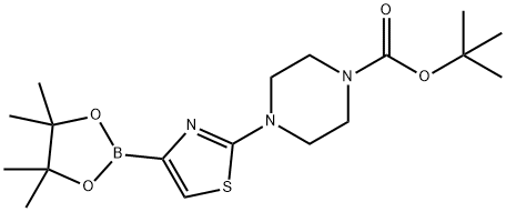 tert-butyl 4-(4-(4,4,5,5-tetramethyl-1,3,2-dioxaborolan-2-yl)thiazol-2-yl)piperazine-1-carboxylate 구조식 이미지