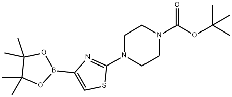 tert-butyl 4-(4-(4,4,5,5-tetramethyl-1,3,2-dioxaborolan-2-yl)thiazol-2-yl)piperazine-1-carboxylate Structure