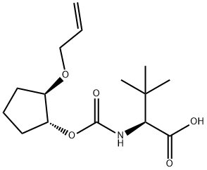 (S)-2-{[(((1R,2R)-2-(allyloxy)cyclopentyl)oxy)carbonyl]amino}-3,3-dimethylbutanoic acid 구조식 이미지