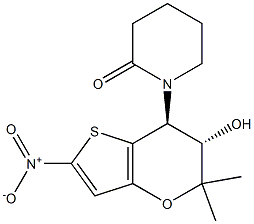 2-Piperidinone,1-[(6S,7S)-6,7-dihydro-6-hydroxy-5,5-dimethyl-2-nitro-5H-thieno[3,2-b]pyran-7-yl]- Structure