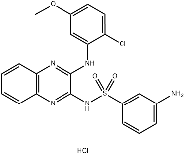 3-amino-N-(3-(2-chloro-5-methoxyphenylamino)quinoxalin-2-yl)benzenesulfonamide hydrochloride 구조식 이미지
