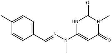 3-methyl-6-[(2E)-1-methyl-2-(4-methylbenzylidene)hydrazinyl]pyrimidine-2,4(1H,3H)-dione Structure