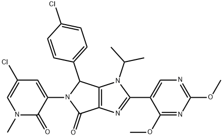 5-(5-chloro-1-methyl-2-oxo-1,2-dihydropyridin-3-yl)-6-(4-chlorophenyl)-2-(2,4-dimethoxypyrimidin-5-yl)-1-isopropyl-5,6-dihydropyrrolo[3,4-d]imidazol-4(1H)-one Structure