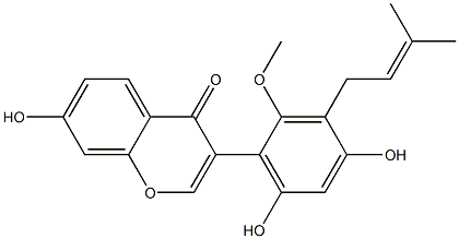4H-1-Benzopyran-4-one,3-[4,6-dihydroxy-2-methoxy-3-(3-methyl-2-buten-1-yl)phenyl]-7-hydroxy- 구조식 이미지