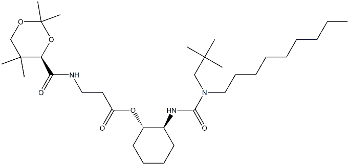 b-Alanine,N-[[(4R)-2,2,5,5-tetramethyl-1,3-dioxan-4-yl]carbonyl]-,(1S,2S)-2-[[[(2,2-dimethylpropyl)nonylamino]carbonyl]amino]cyclohexyl ester Structure