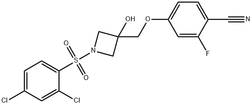 4-((1-((2,4-dichlorophenyl)sulfonyl)-3-hydroxyazetidin-3-yl)methoxy)-2-fluorobenzonitrile 구조식 이미지