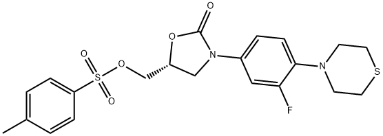 (R)-(3-(3-fluoro-4-thiomorpholinophenyl)-2-oxooxazolidin-5-yl)methyl 4-methylbenzenesulfonate 구조식 이미지