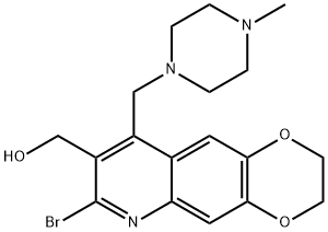 (7-bromo-9-((4-methylpiperazin-1-yl)methyl)-2,3-dihydro-[1,4]dioxino[2,3-g]quinolin-8-yl)methanol Structure