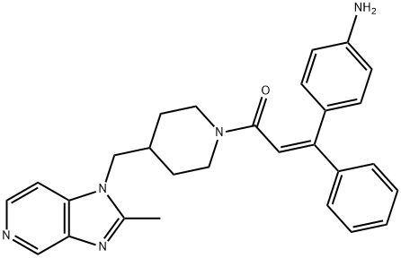 (Z)-3-(4-aminophenyl)-1-(4-((2-methyl-1H-imidazo[4,5-c]pyridin-1-yl)methyl)piperidin-1-yl)-3-phenylprop-2-en-1-one 구조식 이미지