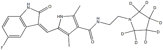 5-[(Z)-(5-fluoro-2-oxo-1H-indol-3-ylidene)methyl]-2,4-dimethyl-N-[2-(2,2,3,3,4,4,5,5-octadeuteriopyrrolidin-1-yl)ethyl]-1H-pyrrole-3-carboxamide Structure