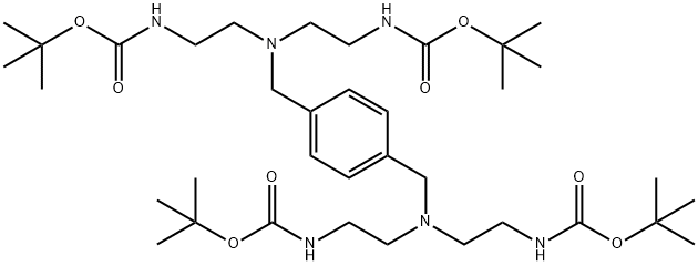 {2-[(4-{[Bis-(2-tert-butoxycarbonylamino-ethyl)-amino]-methyl}-benzyl)-(2-tert-butoxycarbonylamino-ethyl)-amino]-ethyl}-carbamic acid tert-butyl ester Structure