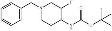 tert-butyl((3R,4S)-1-benzyl-3-fluoropiperidin-4-yl)carbamate Structure