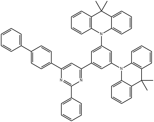 Acridine, 10,10'-[5-(6-[1,1'-biphenyl]-4-yl-2-phenyl-4-pyrimidinyl)-1,3-phenylene]bis[9,10-dihydro-9,9-dimethyl- Structure