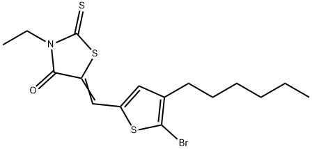 5-((5-bromo-4-hexylthiophen-2-yl)methylene)-3-ethyl-2-thioxothiazolidin-4-one Structure