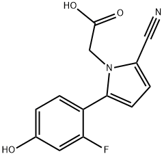 2-(2-cyano-5-(2-fluoro-4-hydroxyphenyl)-1H-pyrrol-1-yl)acetic acid Structure