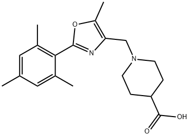 1-((2-mesityl-5-methyloxazol-4-yl)methyl)piperidine-4-carboxylic acid Structure