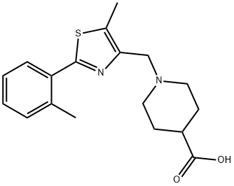 1-((5-methyl-2-(o-tolyl)thiazol-4-yl)methyl)piperidine-4-carboxylic acid Structure