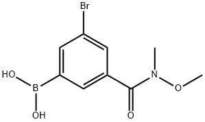 5-Bromo-3-(N,O-dimethylhydroxylaminocarbonyl)phenylboronic acid 구조식 이미지