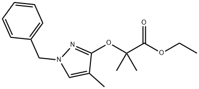 ethyl 2-((1-benzyl-4-methyl-1H-pyrazol-3-yl)oxy)-2-methylpropanoate 구조식 이미지
