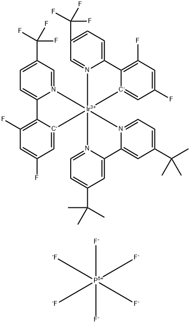 Bis[3,5-Difluoro-2-[5-(trifluoromethyl)-2-pyridyl]phenyl]iridium(1+): 4-tert-butyl-2-(4-tert-butyl-2-pyridyl)pyridine: hexafluorophosphate Structure